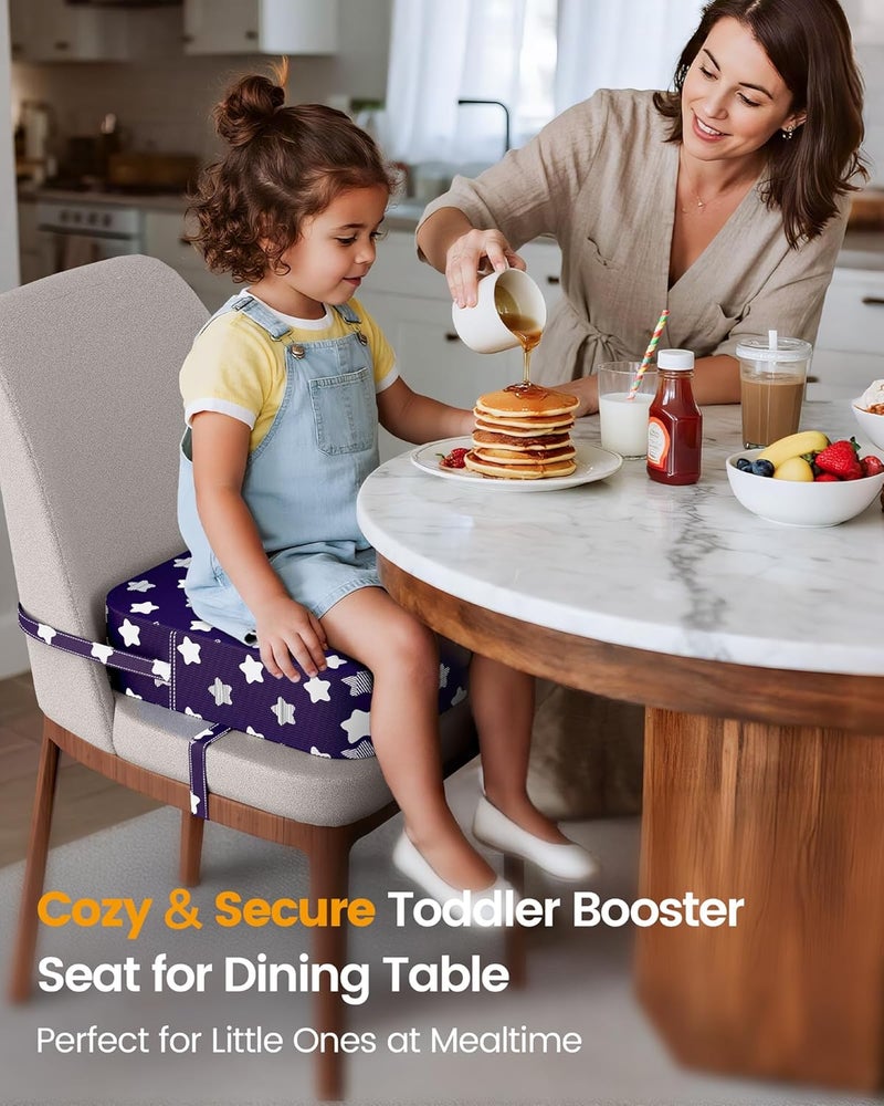 OPZAVYA Toddler Booster Seat for Dining Table and Kitchen Chair – Adjustable Safety Straps, Non-Slip, Easy to Clean, Portable Travel Foam Booster Cushion Seat for Kids & Toddlers (Purple-Star) - Image 3